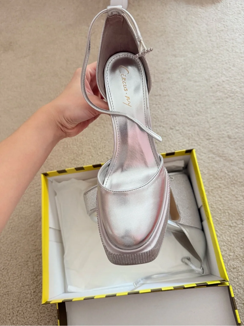 Circus by Sam Edelman Silver Platform Block Heel Sandals